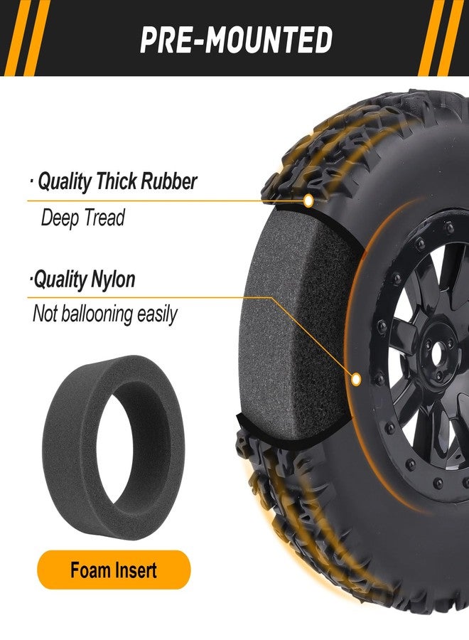 CrazyHobby 1/10 Short Course Truck Tires and Wheels Tyres for Traxxas HSP Tamiya HPI Kyosho Losi Redcat Racing RC Model Car, Set of 4 (Style A) - Image 2
